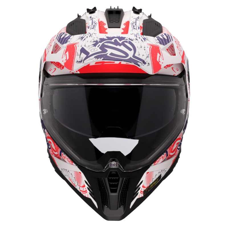 Κράνος μοτοσικλέτας Enduro LS2 MX702 Pioneer II Fantasy λευκό-κόκκινο-μπλε