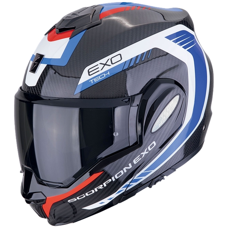 Πτυσσόμενο κράνος μοτοσικλέτας Scorpion EXO-TECH EVO CARBON COSY μαύρο-μπλε-κόκκινο