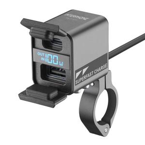 Φορτιστής Interphone USB-C, USB-A με φόρτιση μπαταρίας μοτοσικλέτας, μαύρος