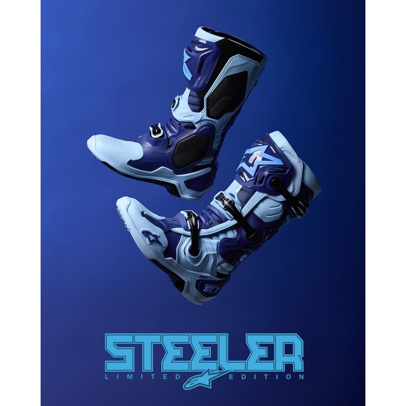 Μπότες Μοτοσικλέτας Alpinestars Tech 10 Limited Edition Steelers Μπλε-Ανοιχτό Μπλε