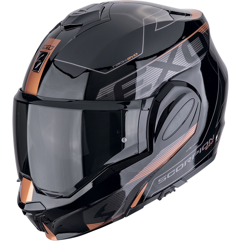 Πτυσσόμενο κράνος μοτοσικλέτας Scorpion EXO-TECH EVO TRAVELLER μαύρο-χαλκό
