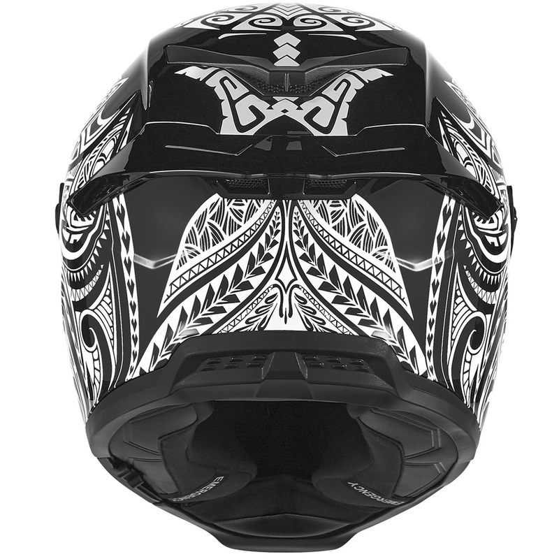 Κράνος μοτοσικλέτας NOX Exlusiv Goliath Maori full-face, μαύρο-άσπρο