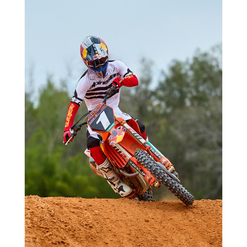 Φανέλα motocross Alpinestars Techstar περιορισμένης έκδοσης, σκούρο μαύρο-άσπρο-φλουορ κόκκινο-πορτοκαλί