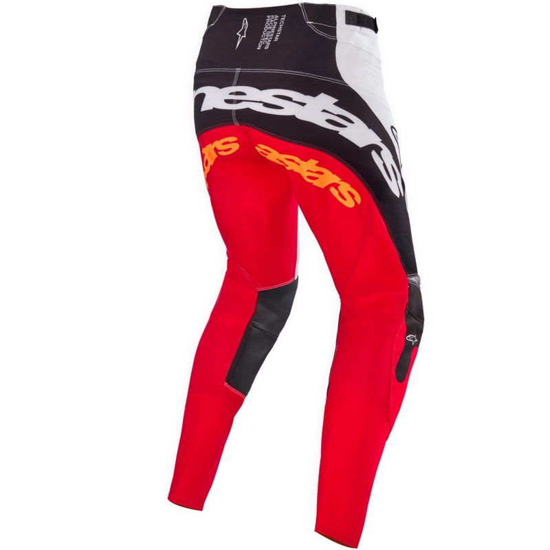 Παντελόνι motocross Alpinestars Techstar περιορισμένης έκδοσης, βαθύ μαύρο-άσπρο-φλουορ κόκκινο-πορτοκαλί