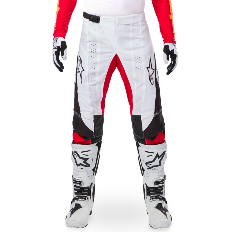 Παντελόνι motocross Alpinestars Techstar περιορισμένης έκδοσης, βαθύ μαύρο-άσπρο-φλουορ κόκκινο-πορτοκαλί