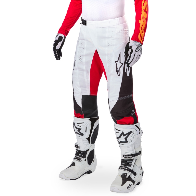 Παντελόνι motocross Alpinestars Techstar περιορισμένης έκδοσης, βαθύ μαύρο-άσπρο-φλουορ κόκκινο-πορτοκαλί