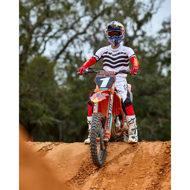 Παντελόνι motocross Alpinestars Techstar περιορισμένης έκδοσης, βαθύ μαύρο-άσπρο-φλουορ κόκκινο-πορτοκαλί