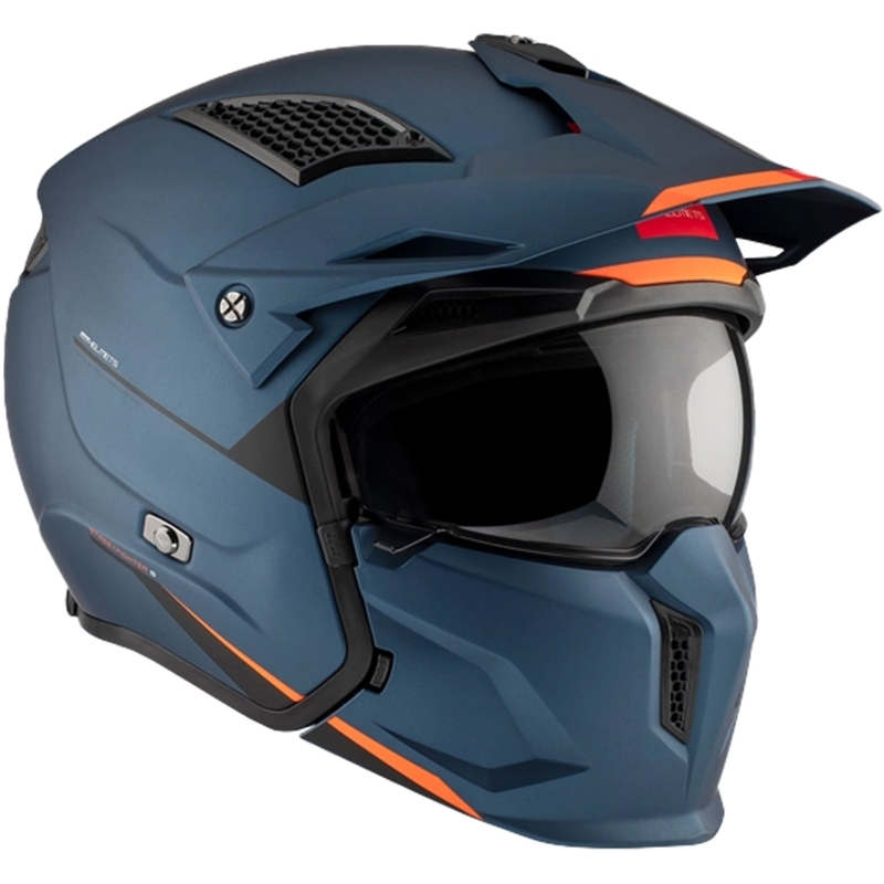Ανοιχτό κράνος με μάσκα MT Streetfighter SV S Solid A7 μπλε ματ