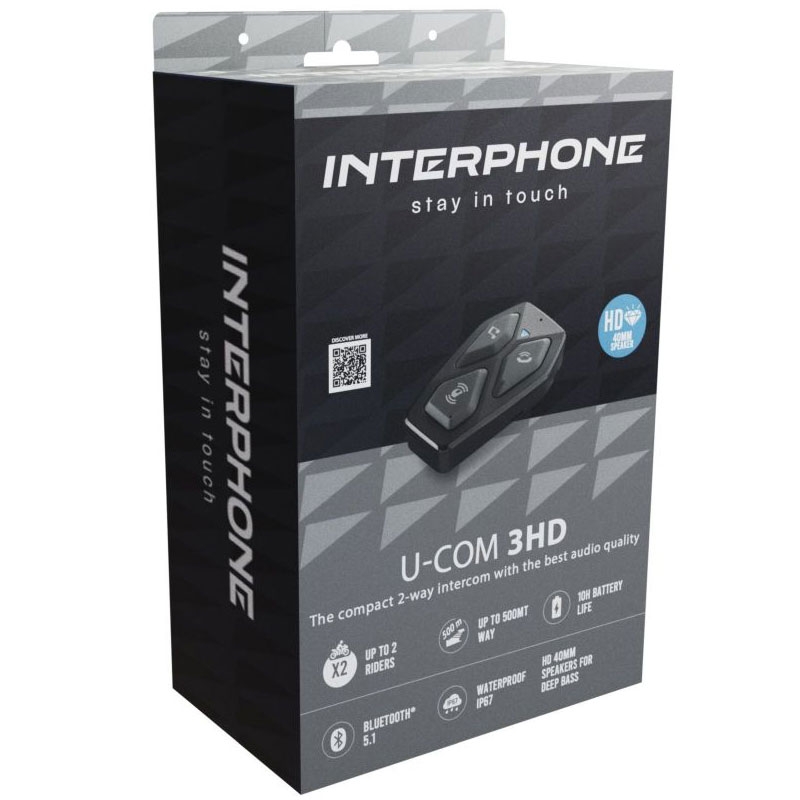 Ακουστικά Bluetooth για κλειστά και ανοιχτά κράνη Interphone U-COM3 με ηχεία HD