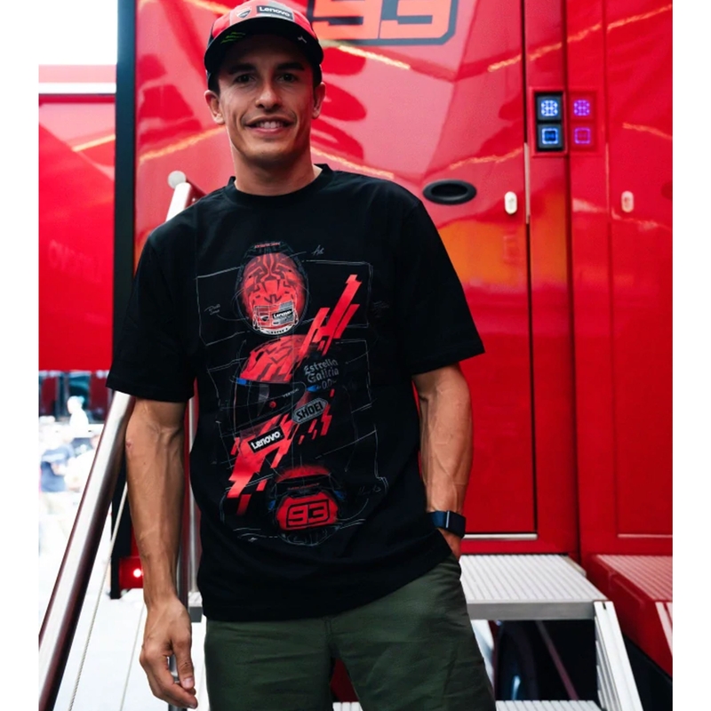 Μπλουζάκι Ducati Marc Marquez - κράνος MotoGP μαύρο-κόκκινο