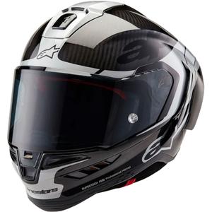 Κράνος μοτοσικλέτας Alpinestars Supertech R-10 Element από ανθρακονήματα, ασημί-μαύρο