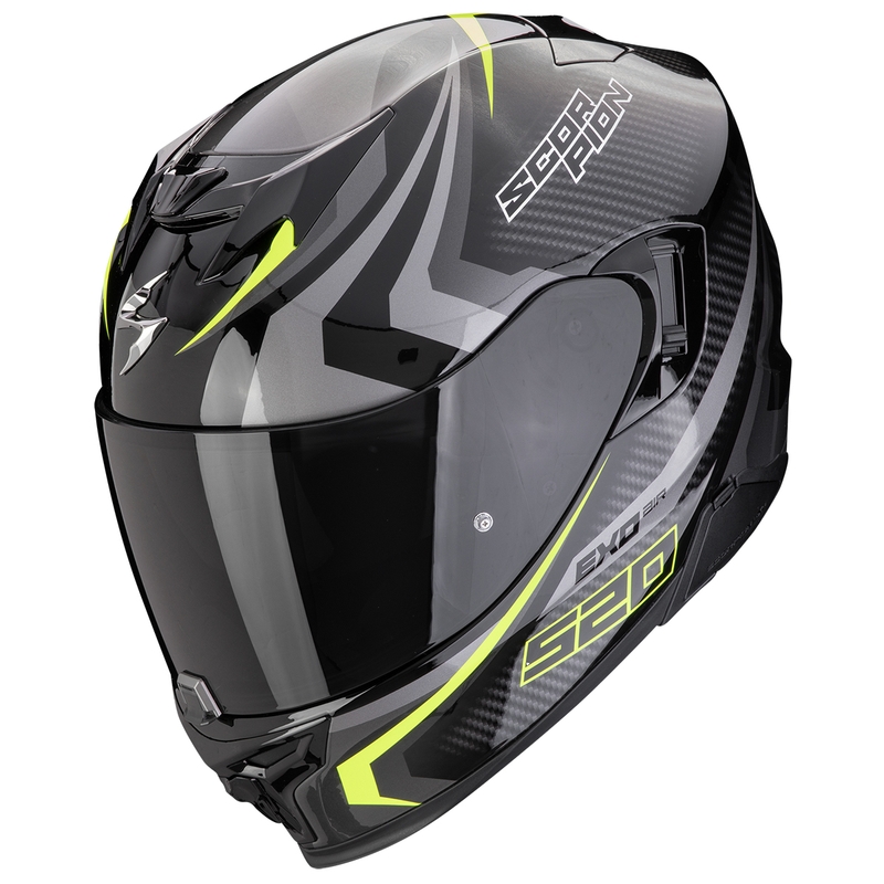 Κράνος μοτοσικλέτας Scorpion EXO-520 EVO AIR TERRA full-face μαύρο-ασημί-φλουορ κίτρινο προσφορά