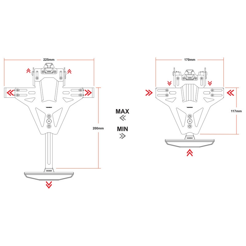 Βάση πινακίδας κυκλοφορίας με φωτισμό Highsider Akron RS PRO Ducati 2 μαύρο