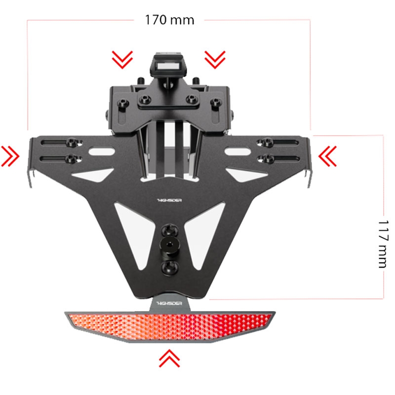 Βάση πινακίδας κυκλοφορίας με φωτισμό Highsider Akron RS PRO Honda CB 500 μαύρη