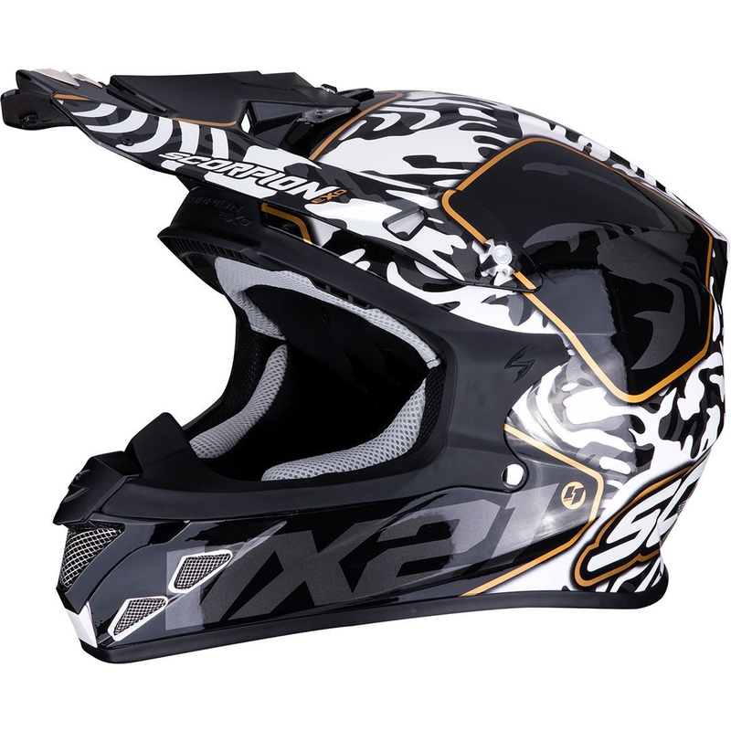 Κράνος Motocross Scorpion VX-21 Air Gnarly μαύρο και λευκό