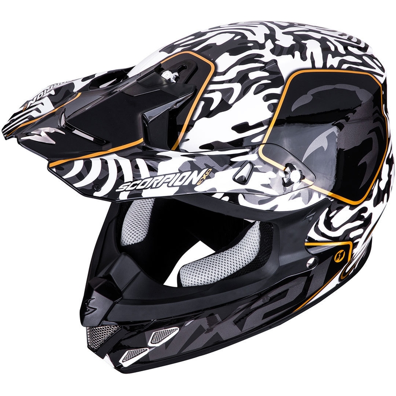 Κράνος Motocross Scorpion VX-21 Air Gnarly μαύρο και λευκό
