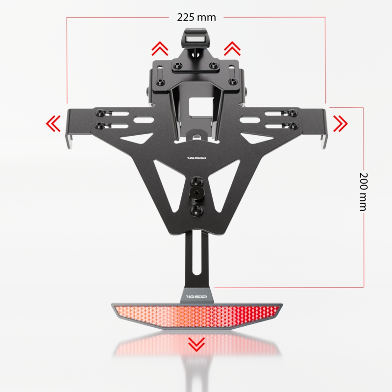 Βάση πινακίδας κυκλοφορίας με φωτισμό Highsider Akron RS PRO Kawasaki Z650, Ninja 650 μαύρη