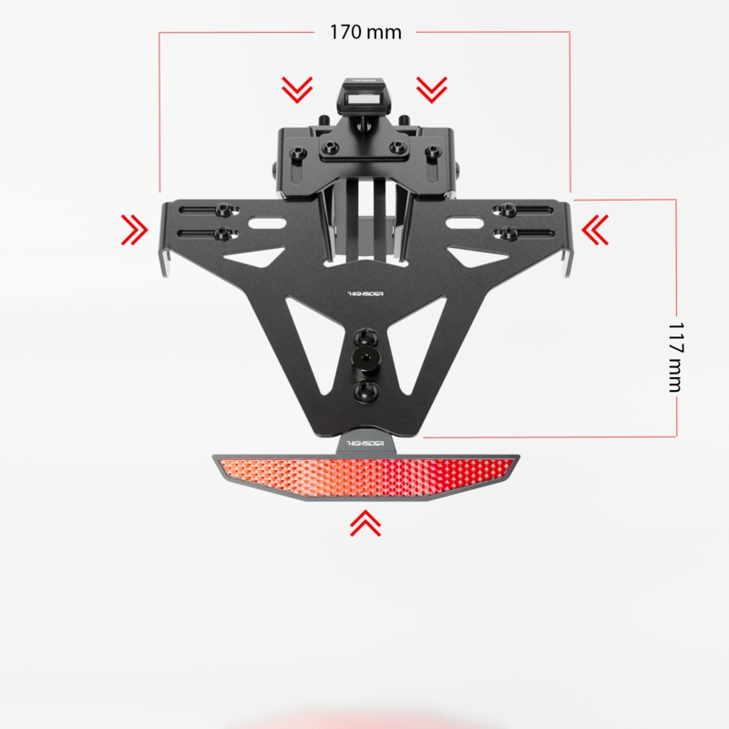 Βάση πινακίδας κυκλοφορίας με φως Highsider Akron RS PRO Kawasaki Ninja και Z Black