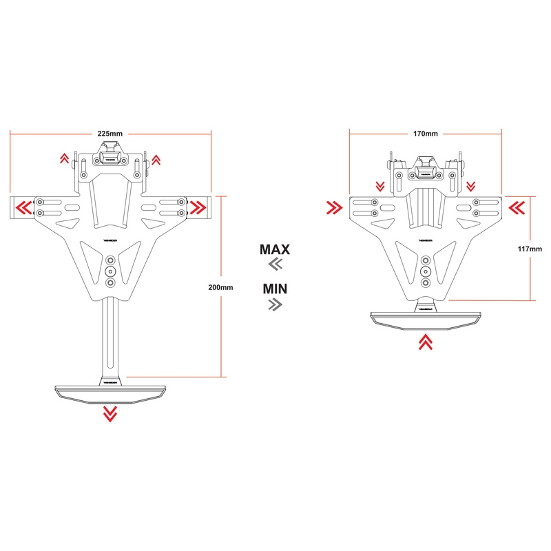 Βάση πινακίδας κυκλοφορίας με φωτισμό Highsider Akron RS PRO Yamaha MT-09 μαύρη