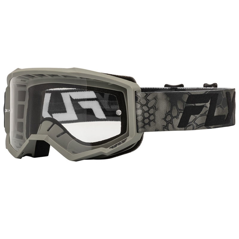 Γυαλιά motocross Fly Racing Focus γκρι-μαύρα με διαφανές πλεξιγκλάς