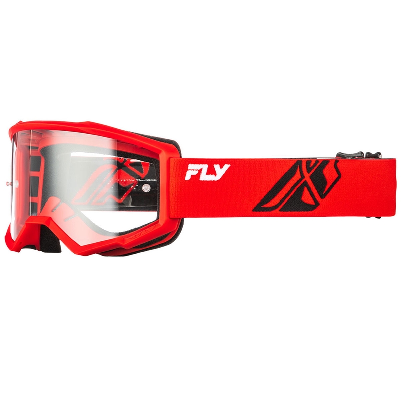 Κόκκινα-μαύρα γυαλιά μοτοκρός Fly Racing Focus με διαφανές πλεξιγκλάς