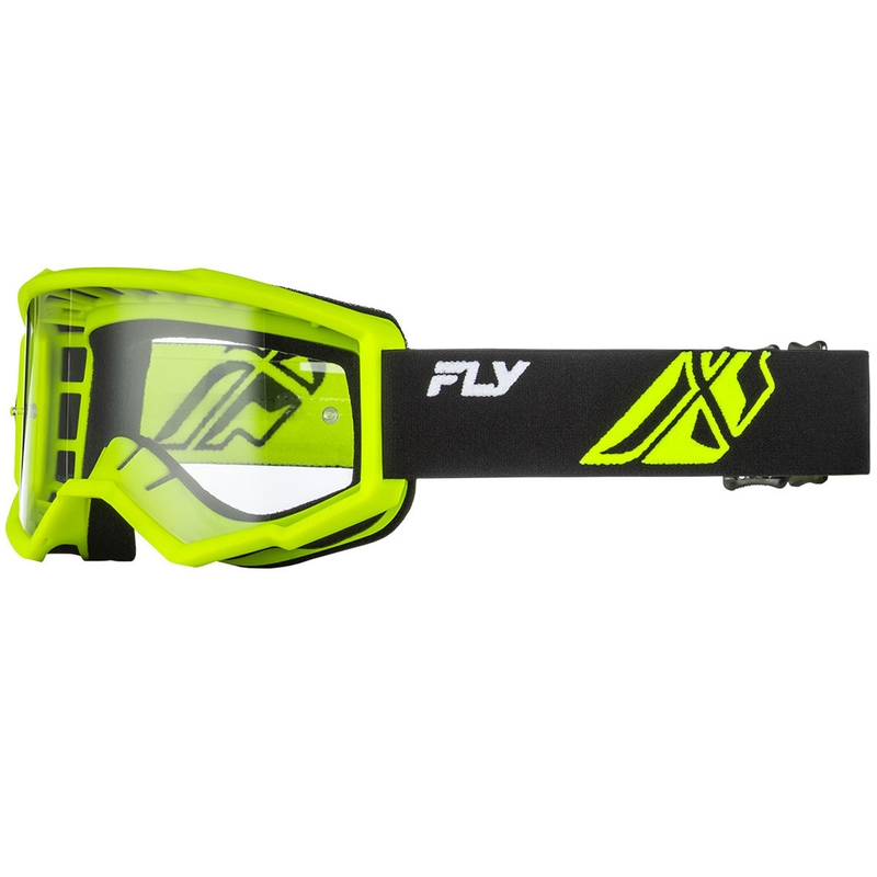 Γυαλιά motocross Fly Racing Focus μαύρο-φθοροπράσινο με διαφανές πλεξιγκλάς