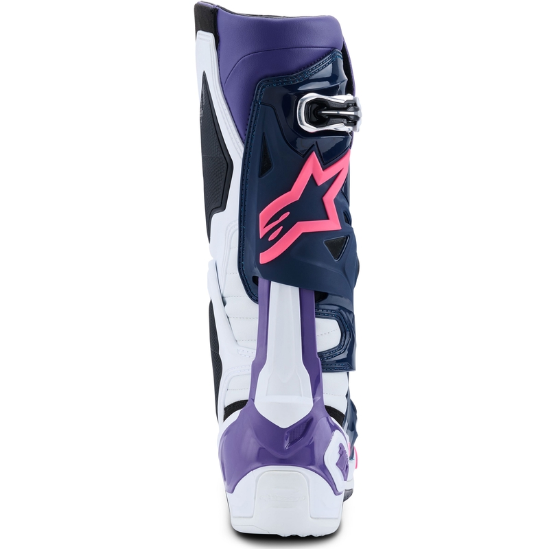 Μπότες μοτοσικλέτας Alpinestars Tech 10 λευκές-μωβ-μπλε-φλουορόζ