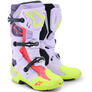 Μπότες Μοτοσικλέτας Alpinestars Tech 10 Supervented Μωβ-Φθορίζον Κίτρινο-Ροζ