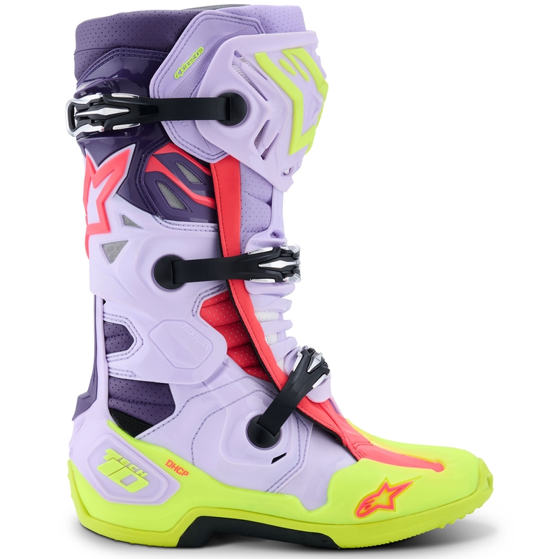 Μπότες Μοτοσικλέτας Alpinestars Tech 10 Supervented Μωβ-Φθορίζον Κίτρινο-Ροζ