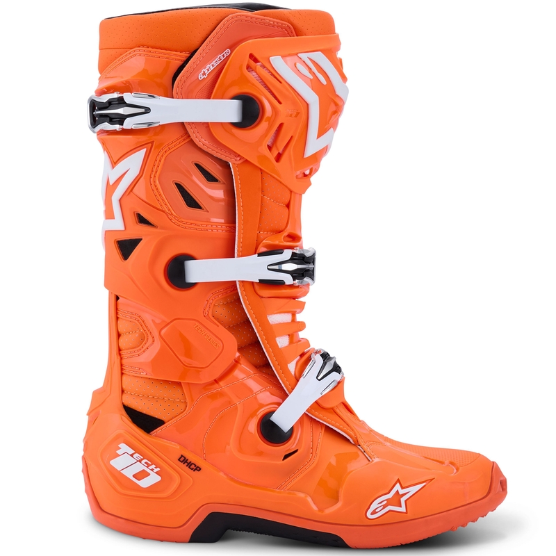 Μπότες μοτοσικλέτας Alpinestars Tech 10 Supervented fluorescent πορτοκαλί-μαύρο-λευκό