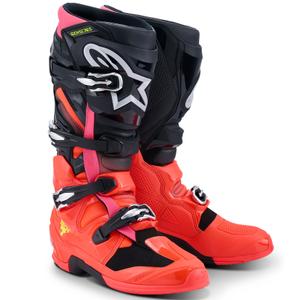 Μπότες μοτοσικλέτας Alpinestars Tech 7 μαύρες-φλουορ κόκκινο-φλουορ ροζ
