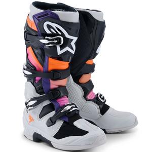 Μπότες μοτοσικλέτας Alpinestars Tech 7 μαύρο-ανοιχτό γκρι-φλουό πορτοκαλί-ντεγκραντέ