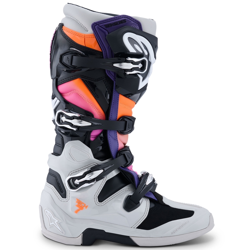 Μπότες μοτοσικλέτας Alpinestars Tech 7 μαύρο-ανοιχτό γκρι-φλουό πορτοκαλί-ντεγκραντέ