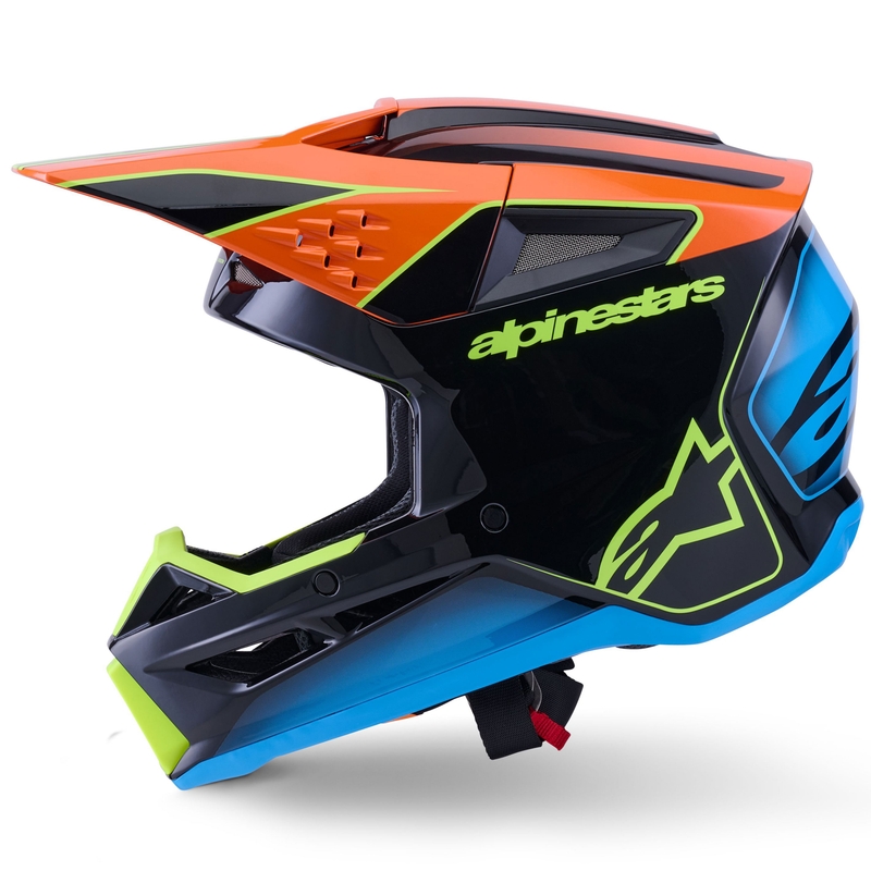 Κράνος motocross Alpinestars S-M3 Fray μαύρο-φλουορ πορτοκαλί-φλουορ κίτρινο-τυρκουάζ