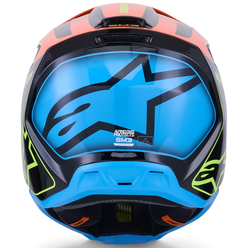 Κράνος motocross Alpinestars S-M3 Fray μαύρο-φλουορ πορτοκαλί-φλουορ κίτρινο-τυρκουάζ