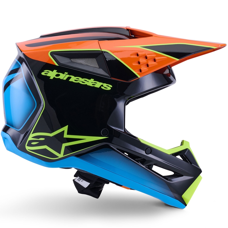 Κράνος motocross Alpinestars S-M3 Fray μαύρο-φλουορ πορτοκαλί-φλουορ κίτρινο-τυρκουάζ
