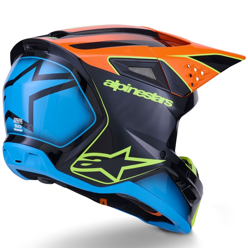 Κράνος motocross Alpinestars S-M3 Fray μαύρο-φλουορ πορτοκαλί-φλουορ κίτρινο-τυρκουάζ