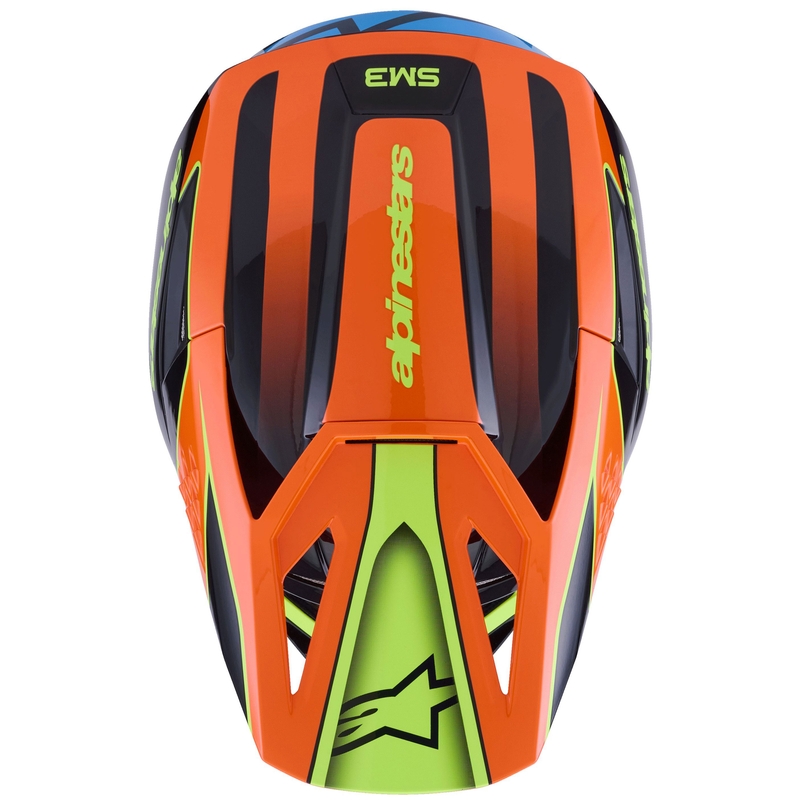 Κράνος motocross Alpinestars S-M3 Fray μαύρο-φλουορ πορτοκαλί-φλουορ κίτρινο-τυρκουάζ