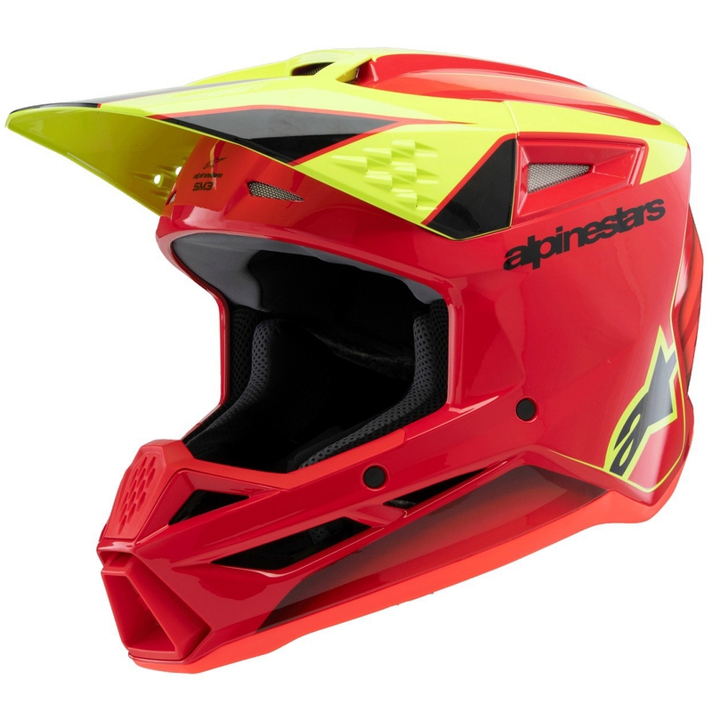 Κράνος motocross Alpinestars S-M3 Fray κόκκινο-φλουορ κίτρινο-μαύρο