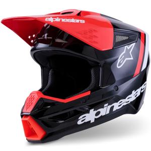 Κράνος motocross Alpinestars S-M3 Radium μαύρο-φλουορ κόκκινο-λευκό