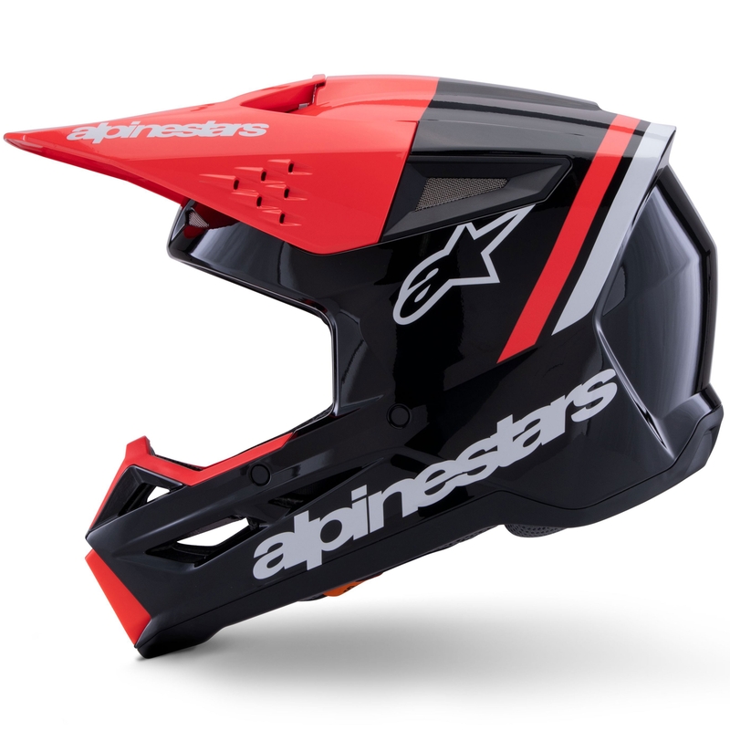 Κράνος motocross Alpinestars S-M3 Radium μαύρο-φλουορ κόκκινο-λευκό