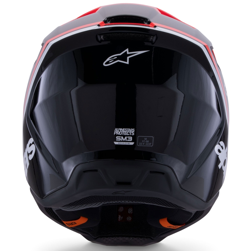 Κράνος motocross Alpinestars S-M3 Radium μαύρο-φλουορ κόκκινο-λευκό