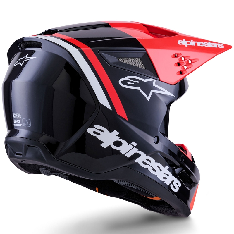 Κράνος motocross Alpinestars S-M3 Radium μαύρο-φλουορ κόκκινο-λευκό