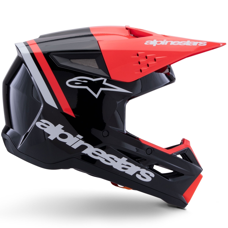 Κράνος motocross Alpinestars S-M3 Radium μαύρο-φλουορ κόκκινο-λευκό
