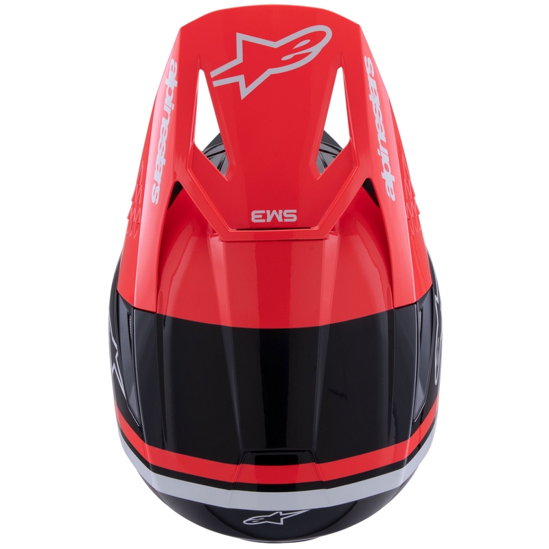 Κράνος motocross Alpinestars S-M3 Radium μαύρο-φλουορ κόκκινο-λευκό