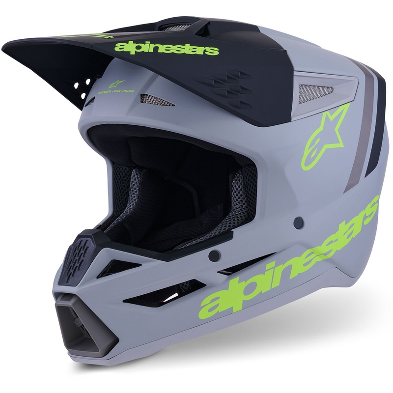 Κράνος motocross Alpinestars S-M3 Radium ματ γκρι-φθορίζον κίτρινο-μαύρο