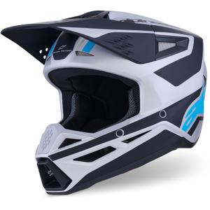 Κράνος motocross Alpinestars S-M3 Heat ασημί-μπλε-μαύρο ματ