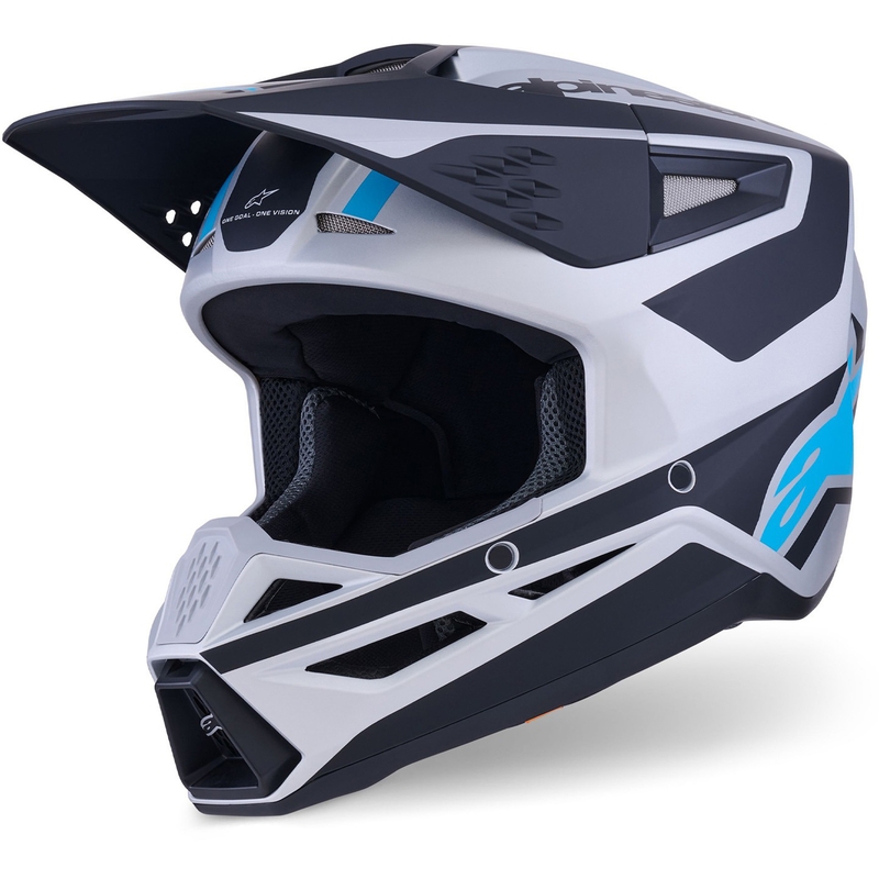 Κράνος motocross Alpinestars S-M3 Heat ασημί-μπλε-μαύρο ματ