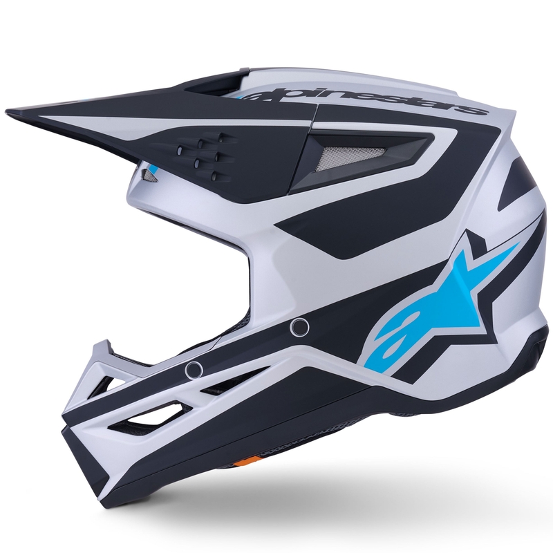 Κράνος motocross Alpinestars S-M3 Heat ασημί-μπλε-μαύρο ματ