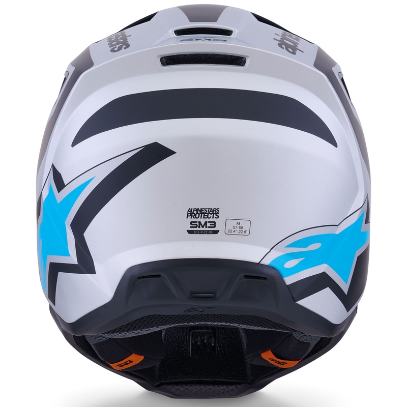 Κράνος motocross Alpinestars S-M3 Heat ασημί-μπλε-μαύρο ματ